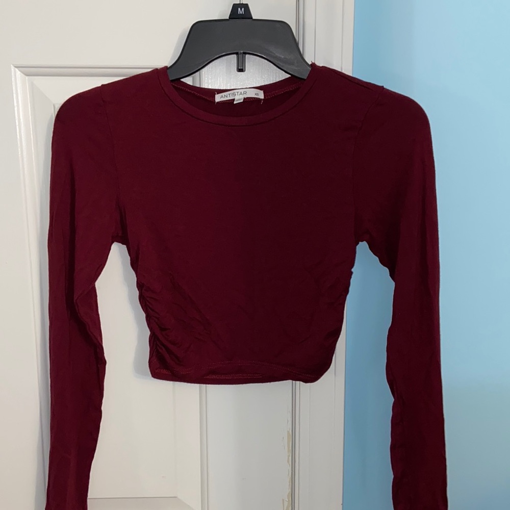 Antistar Maroon Cropped Long Sleeve Shirt